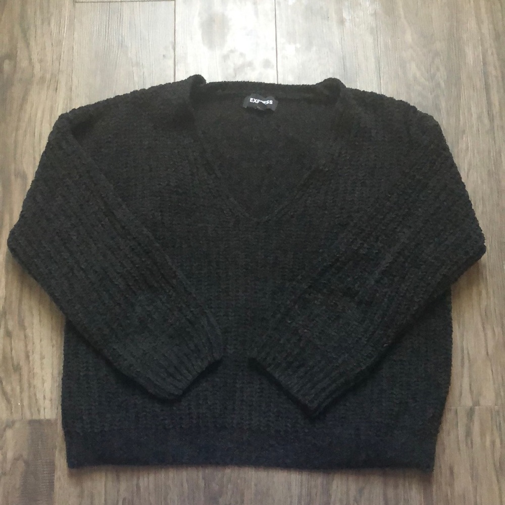 Black Express chenille sweater